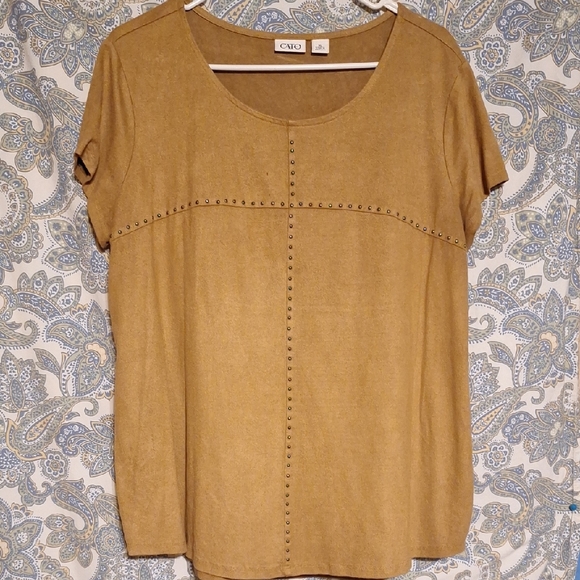 Cato Tops - Cato Women's Brown Studded Top